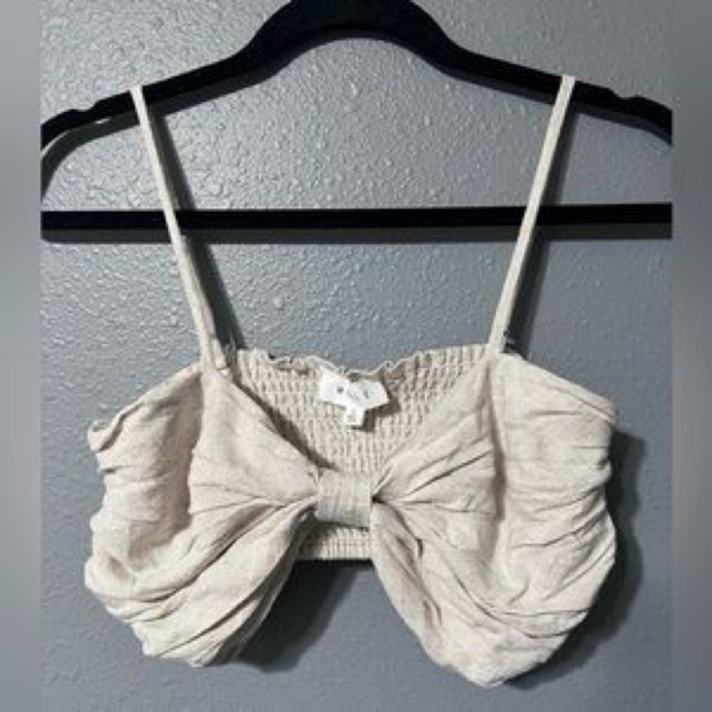 Cream Twist Front Crop Top